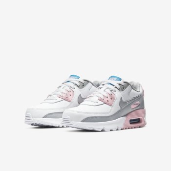 Nike Air Max 90 LTR - Nagyobb Gyerek Utcai Cipő - Világos Szürke/Fehér/Rózsaszín/Metal Titán